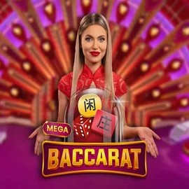 Mega Baccarat online game logo by Pragmatic Play on baloocasino.eu